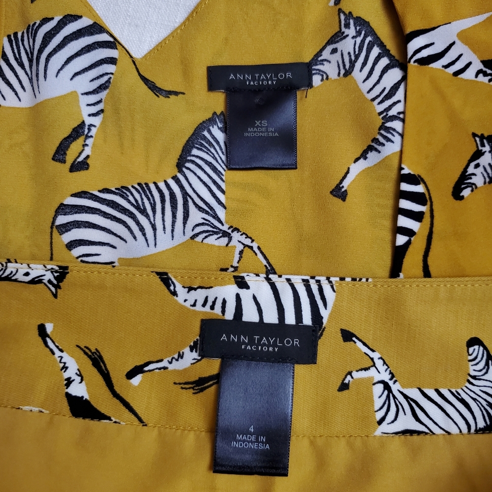 Ann Taylor Factory Rust Yellow Zebra Animal Print Skirt & Tank Set Size XS & 4 - Picture 7 of 14